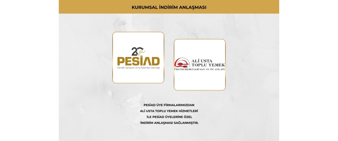 ALİ USTA TOPLU YEMEK HİZMETLERİ İLE ÜYELERİMİZE ÖZEL İŞ BİRLİĞİ ANLAŞMASI SAĞLANMIŞTIR.